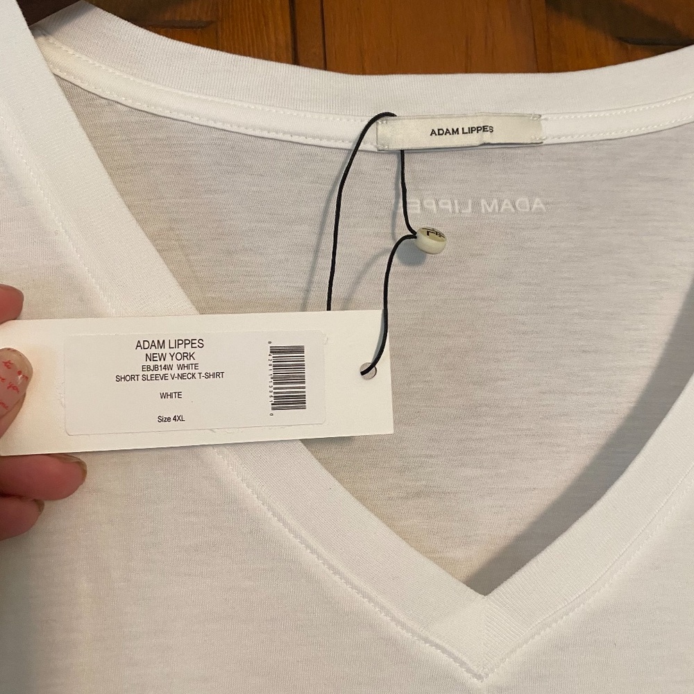 NEW Adam Lippes 100% Pima Cotton V-Neck T-shirt in White size 4X/20 - Picture 9 of 9